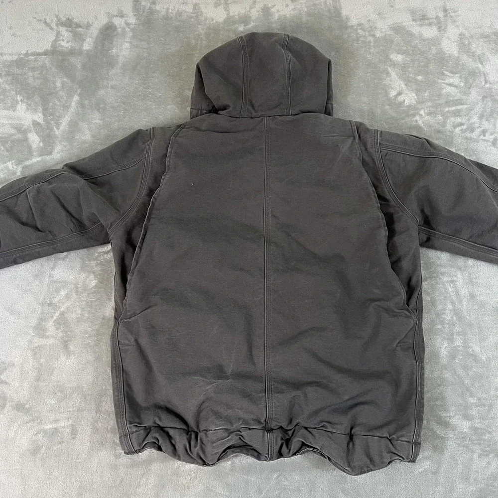 Carhartt Jacket Mens Medium Gray Hooded Sherpa Lined Full Zip Relaxed OJ3826-M - Picture 12 of 13